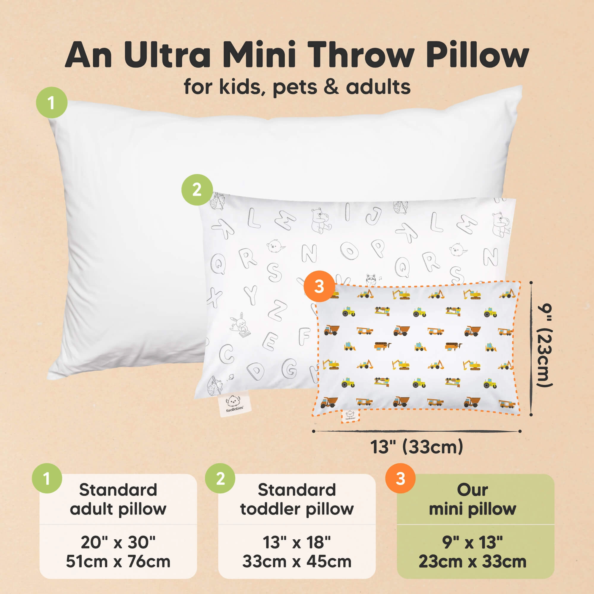 Mini Toddler Pillow With Pillowcase (Construction)