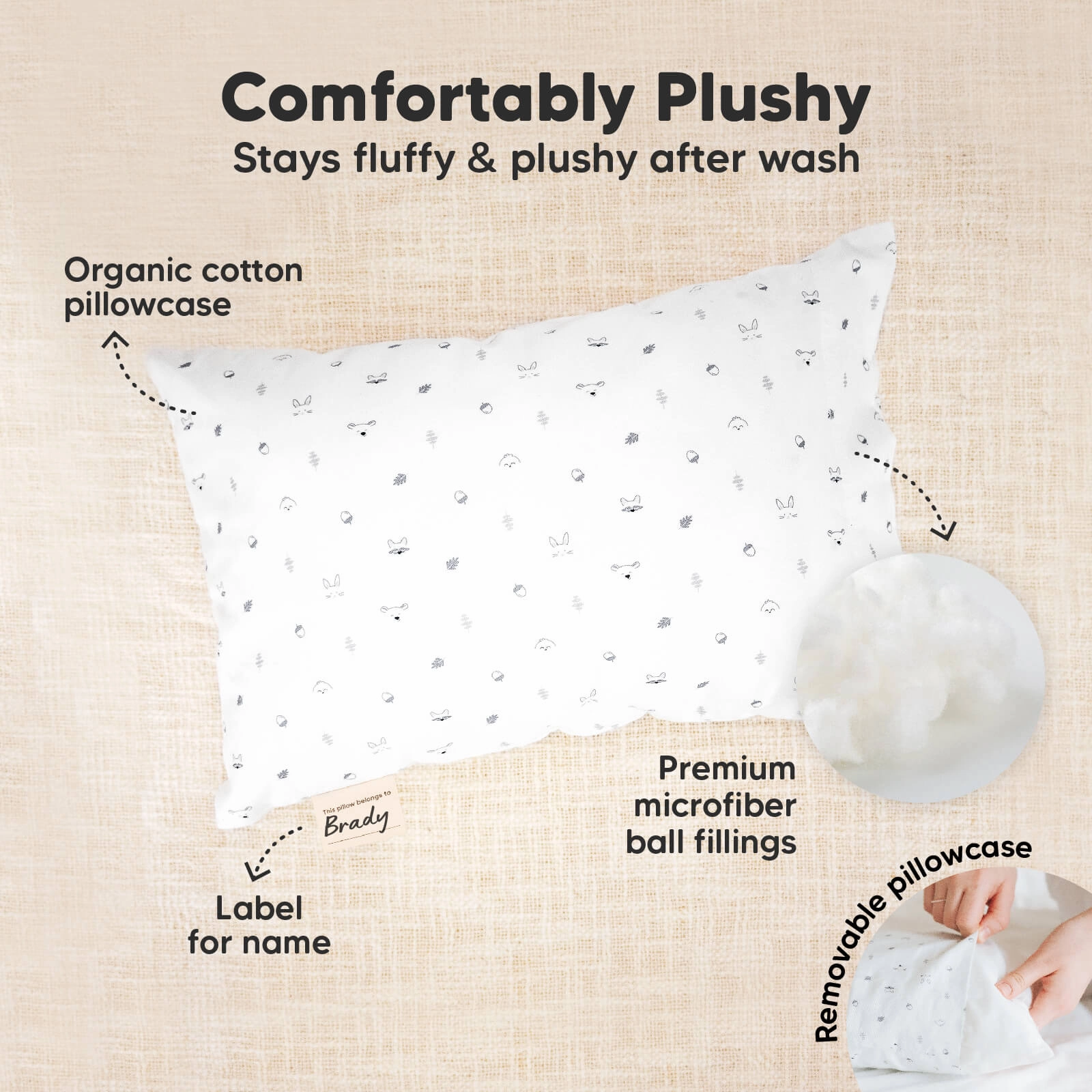 Mini Toddler Pillow With Pillowcase