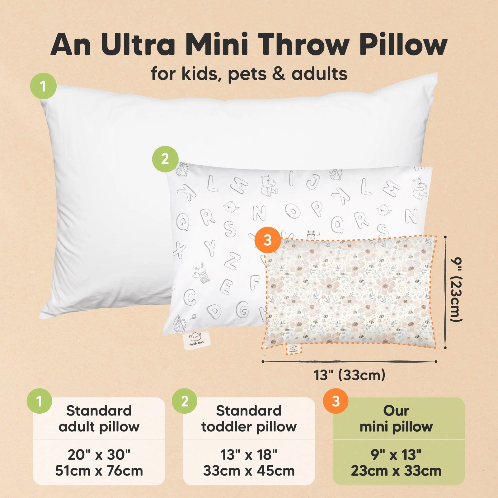 Mini Toddler Pillow With Pillowcase (Flora Vale)