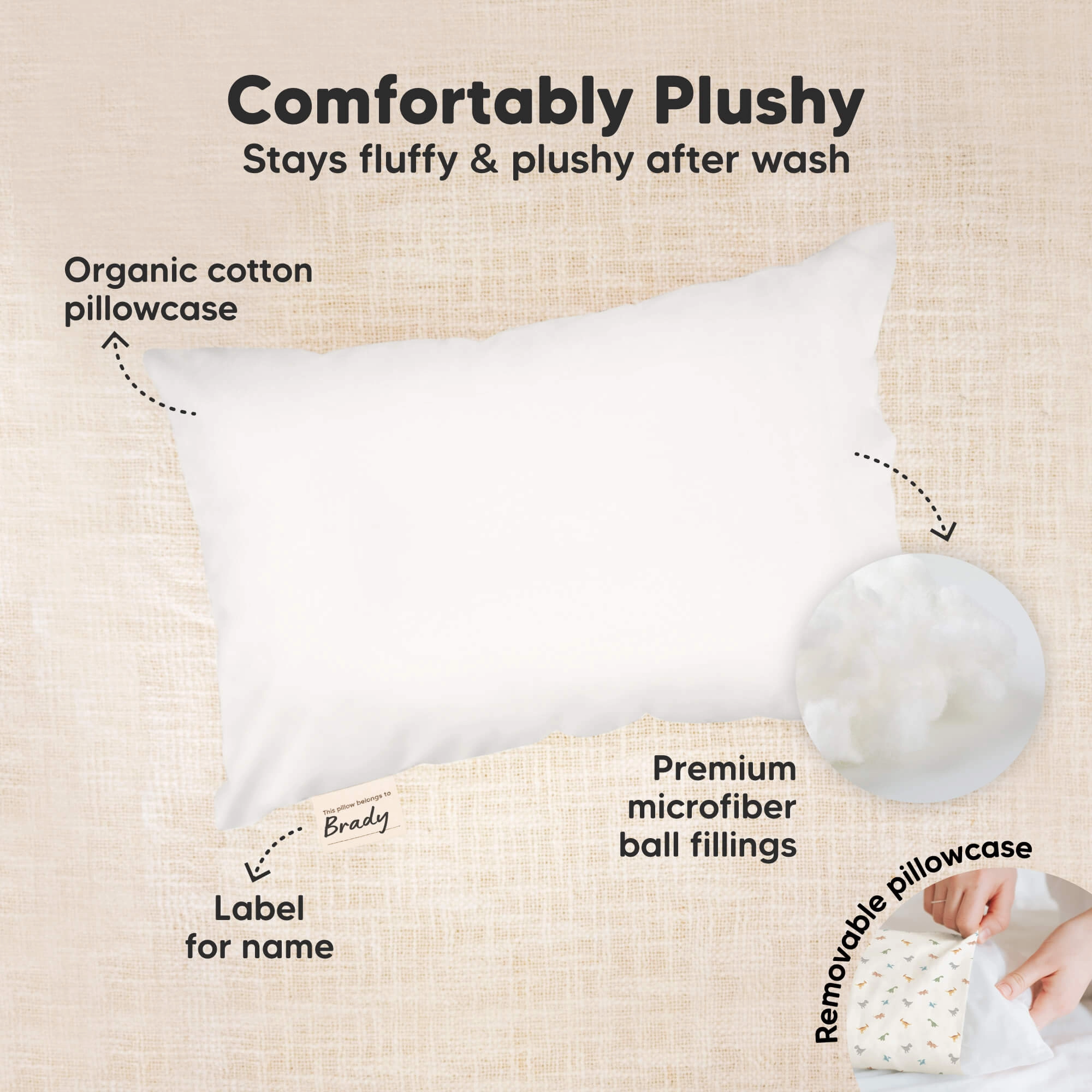 Mini Toddler Pillow With Pillowcase (French Gray)
