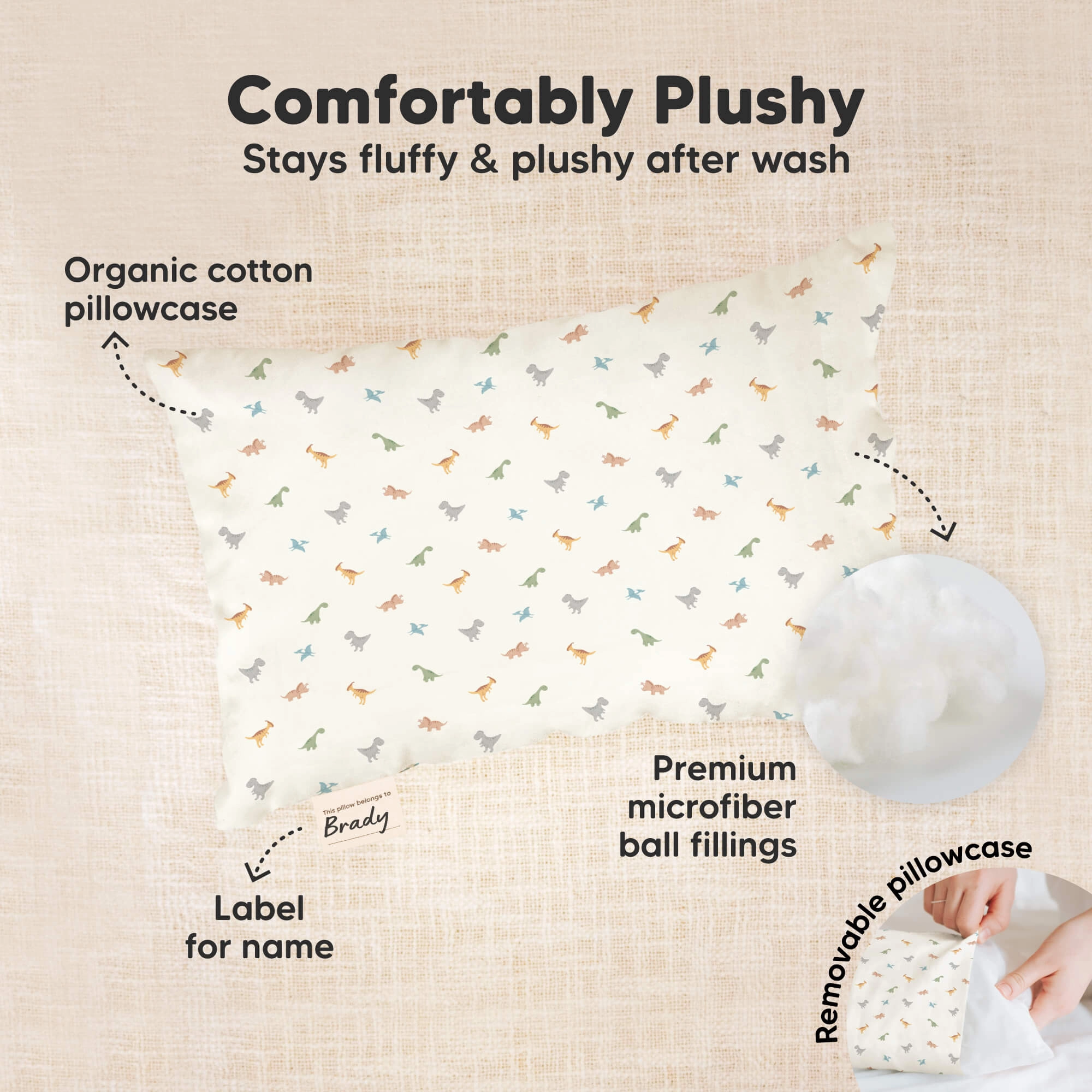 Mini Toddler Pillow With Pillowcase (Jolly Rainbow)