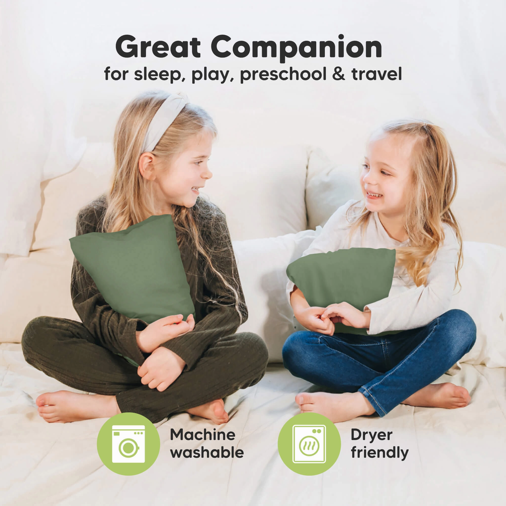 Mini Toddler Pillow With Pillowcase (Jungle Green)
