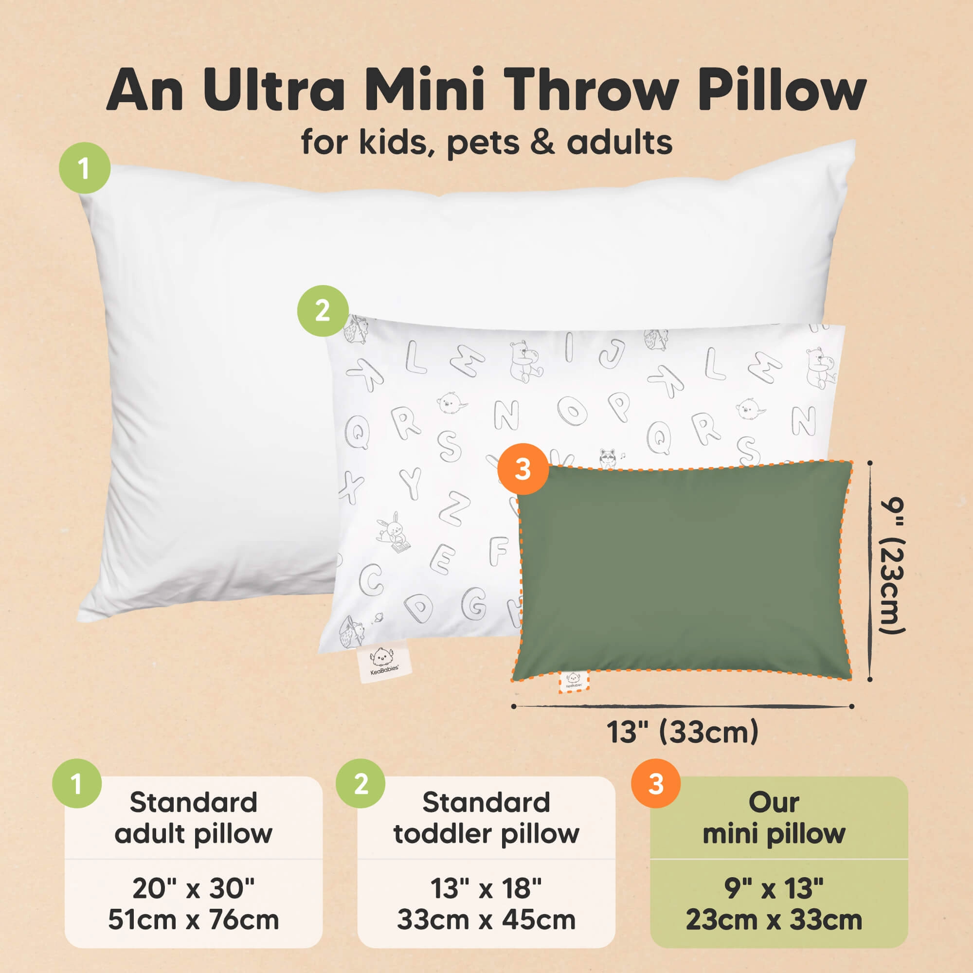 Mini Toddler Pillow With Pillowcase (Jungle Green)