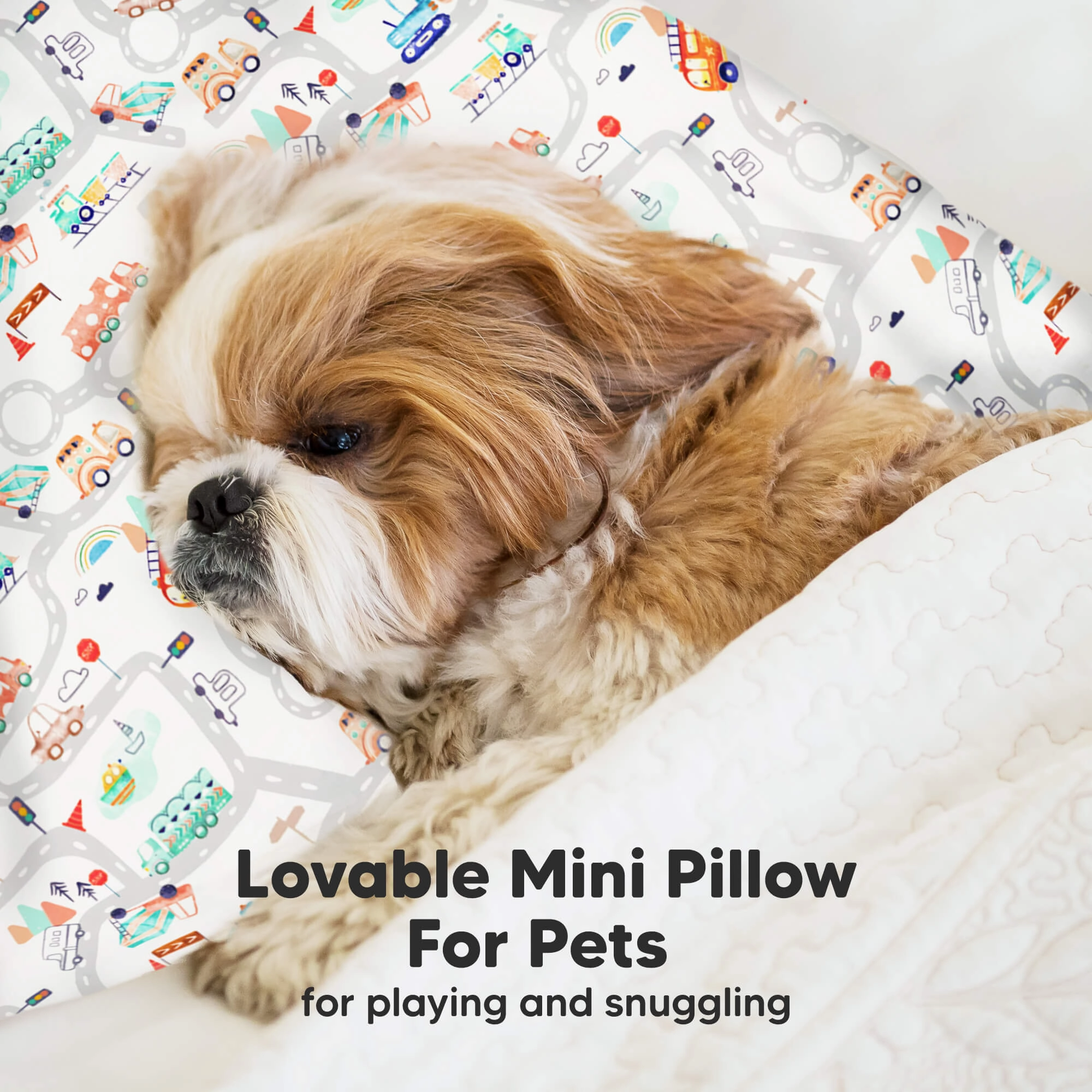 Mini Toddler Pillow With Pillowcase (Roadway)