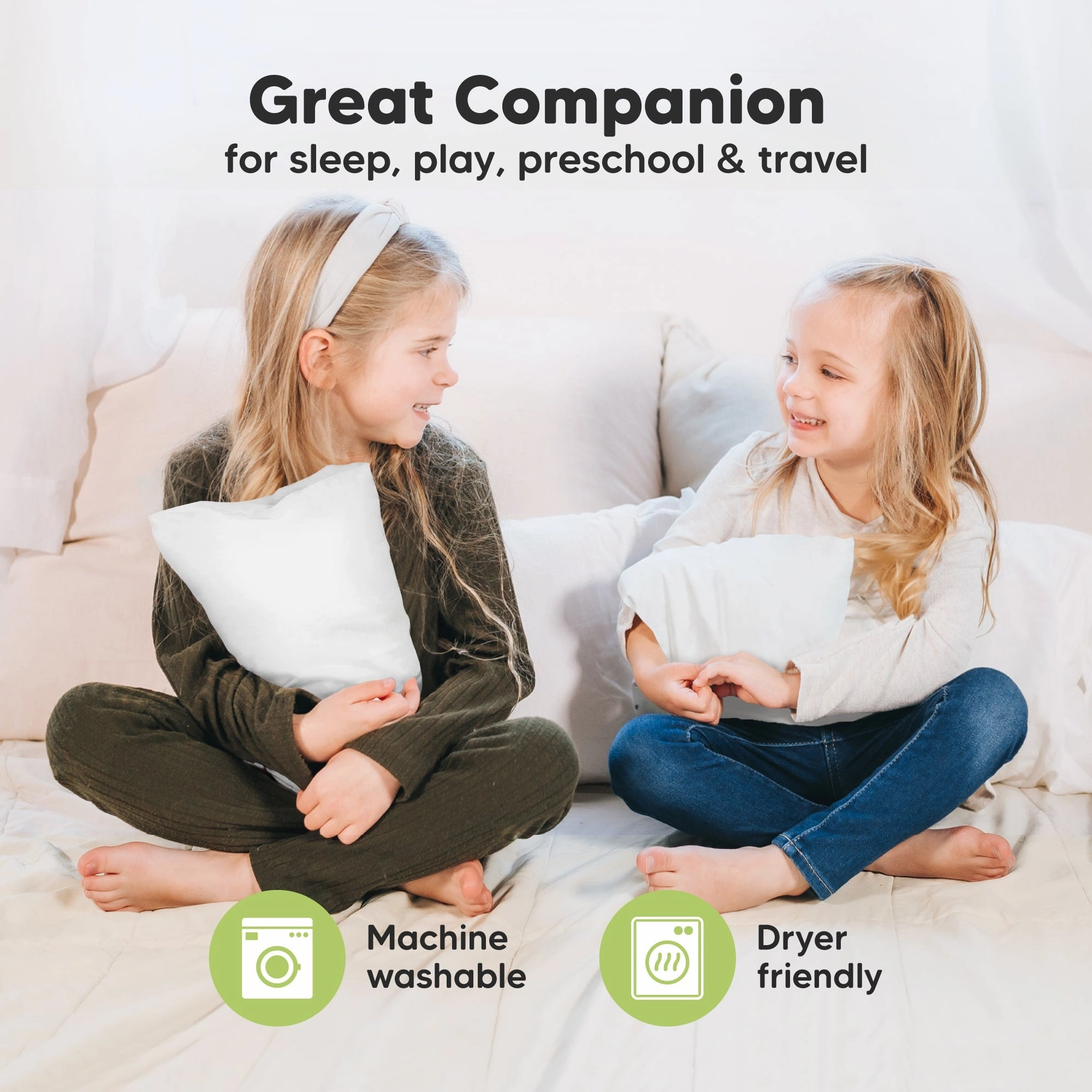 Mini Toddler Pillow With Pillowcase (Soft White)