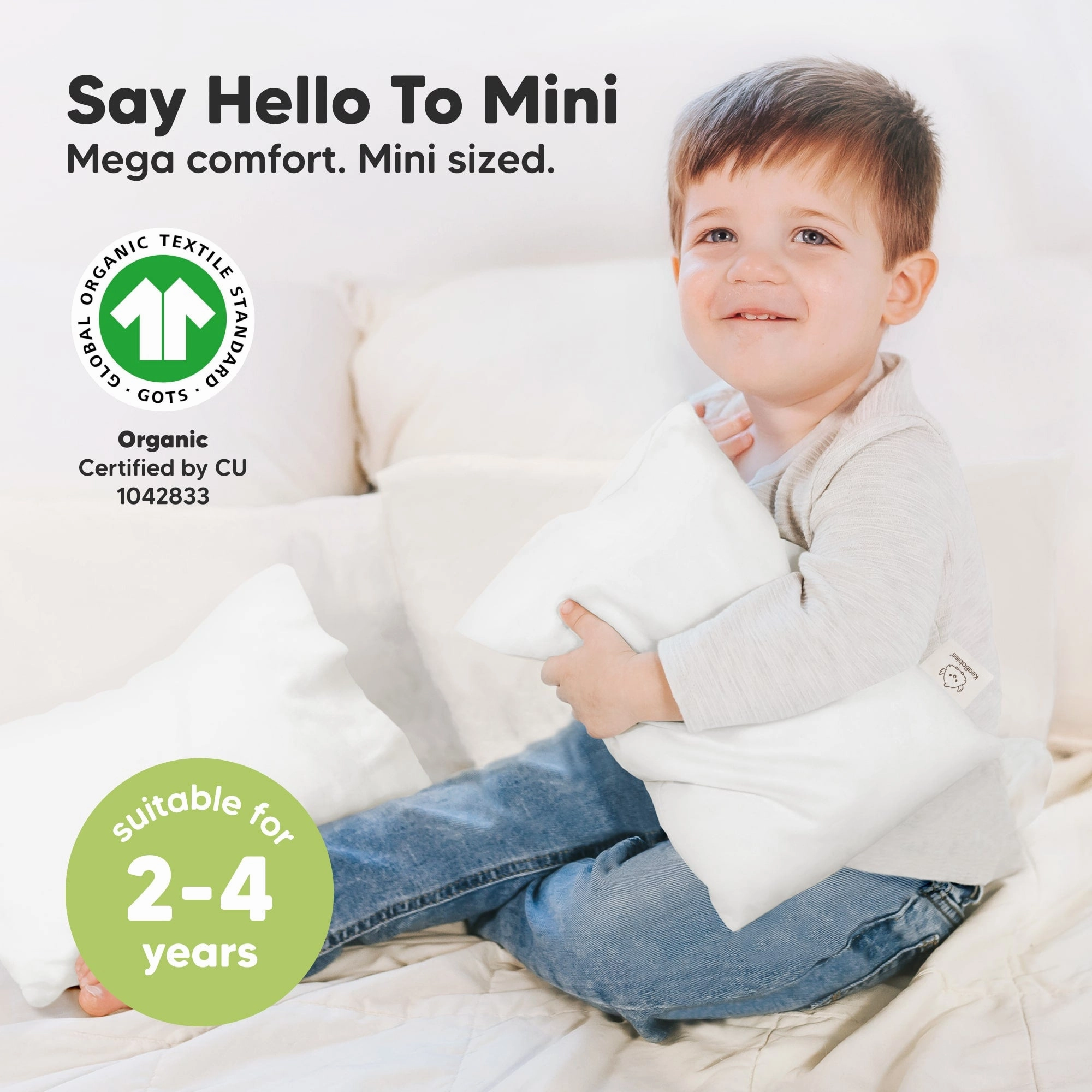 Mini Toddler Pillow With Pillowcase (Soft White)