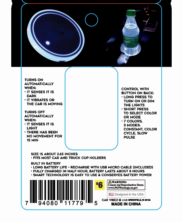 Mood Light LED Light-Up Coaster - 4 Pieces Per Retail Ready Display 41678
