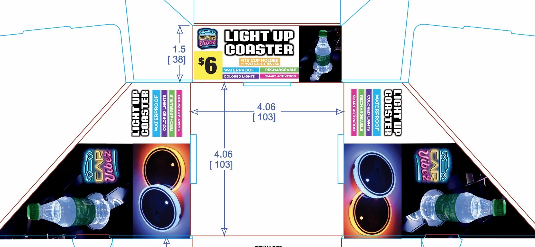 Mood Light LED Light-Up Coaster - 4 Pieces Per Retail Ready Display 41678