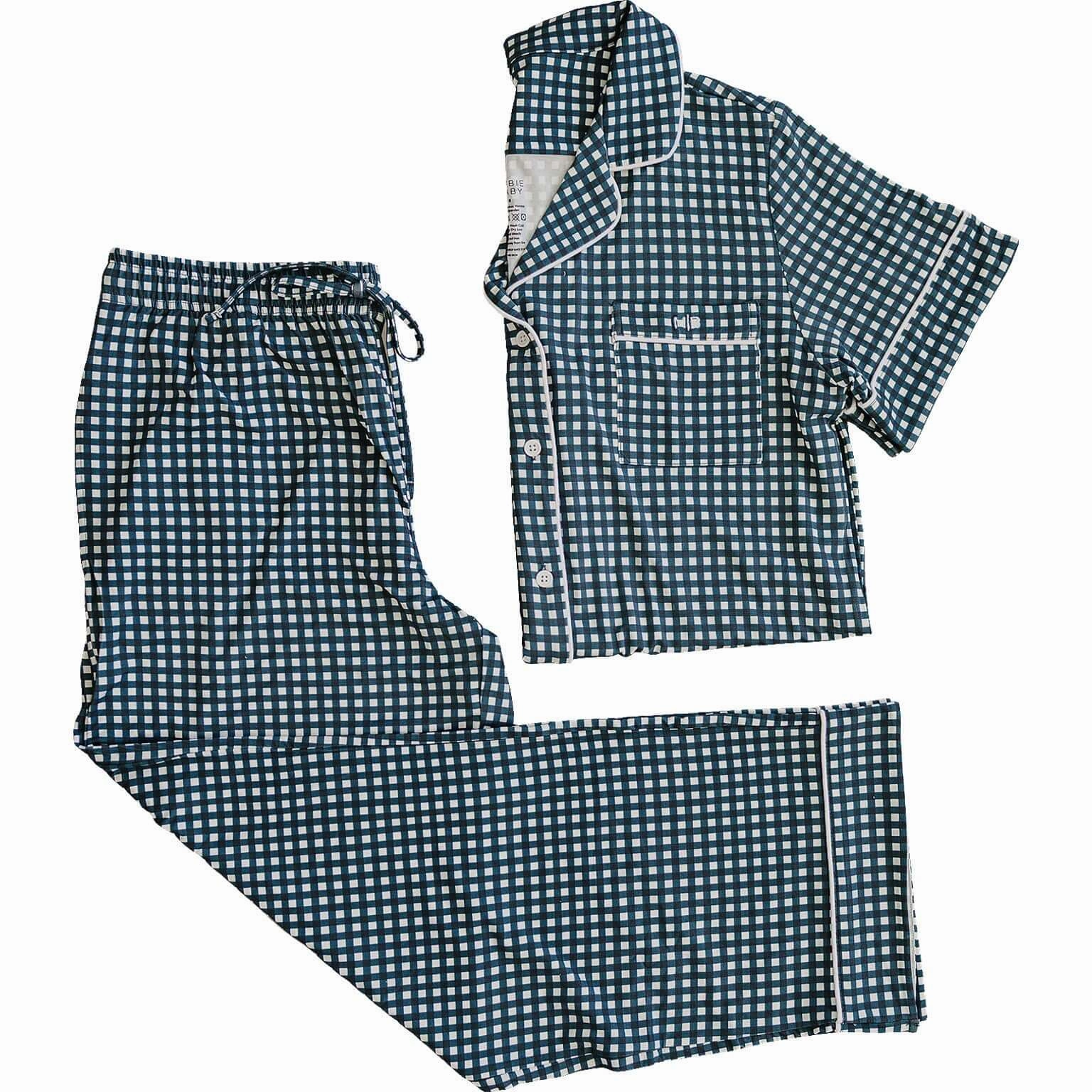 Navy Gingham Women's Pajama Set