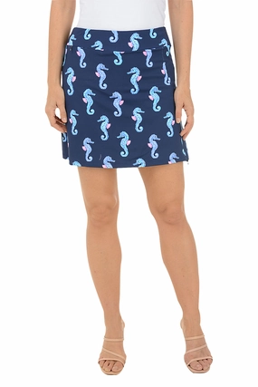 Navy Seahorses UPF50  Pull-On Skort