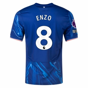 Nike Chelsea Enzo Fernandez Home Jersey w/ EPL   No Room For Racism Patches 24/25 (Rush Blue/Team Orange)