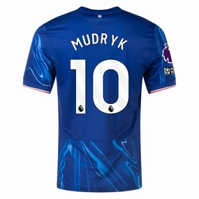 Nike Chelsea Mykhailo Mudryk Home Jersey w/ EPL   No Room For Racism Patches 24/25 (Rush Blue/Team Orange)