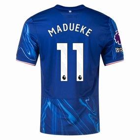 Nike Chelsea Noni Madueke Home Jersey w/ EPL   No Room For Racism Patches 24/25 (Rush Blue/Team Orange)