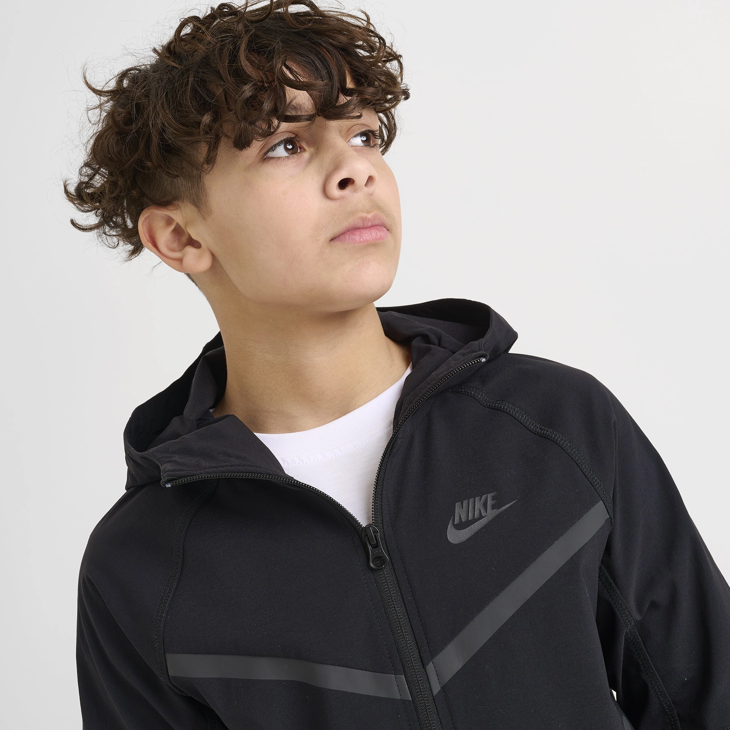 Nike Sportswear Junior Boys' Tech Woven Full Zip Hoodie Black / Black - Black