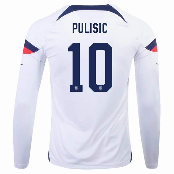 Nike United States Christian Pulisic Home Long Sleeve Jersey 22/23 (White/Loyal Blue)