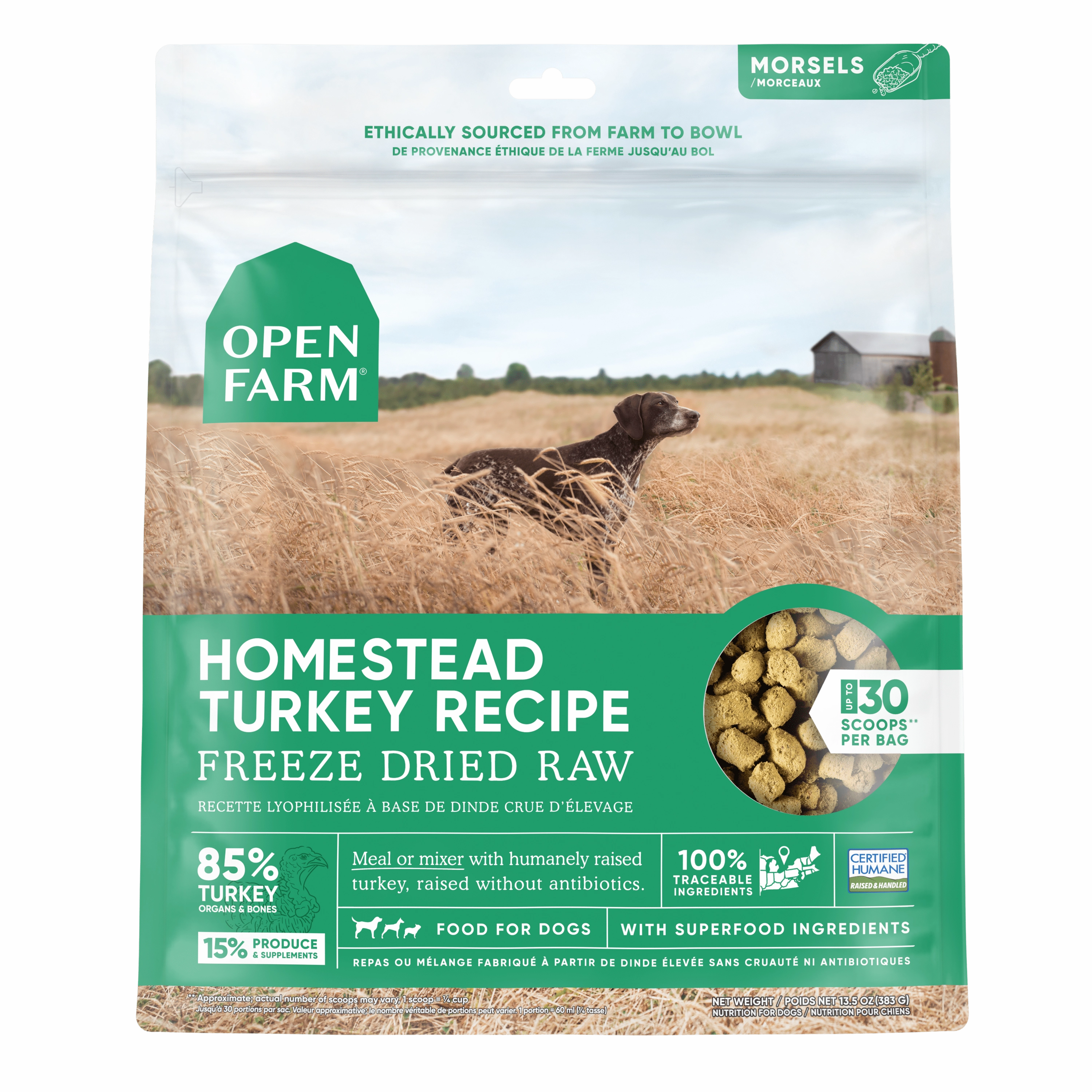 Open Farm Grain Free Homestead Turkey Recipe Freeze Dried Raw Dog Food