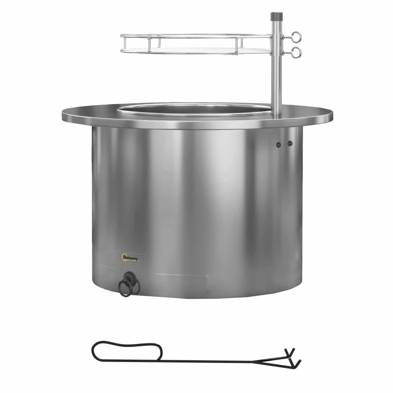 Outsunny 2-in-1 Smokeless Firepit- Silver Stainless Steel