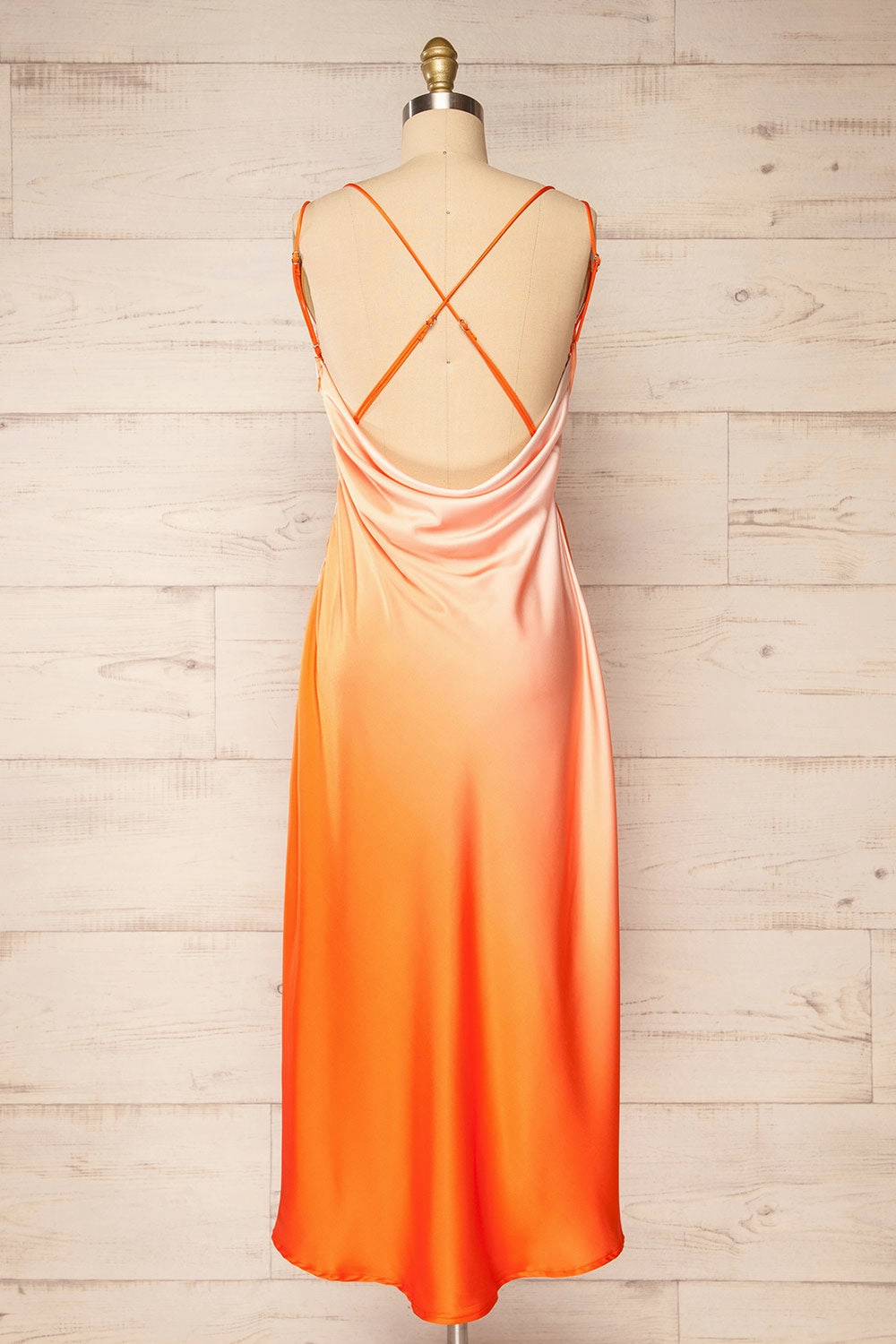 Palmer | Orange Cowl Neck Midi Dress