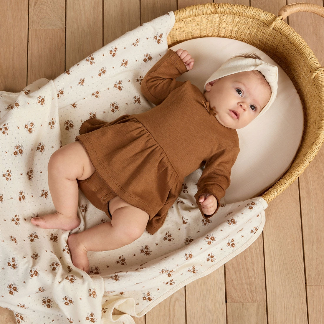 Pointelle Baby Blanket - Autumn Flora - Ivory - FINAL SALE