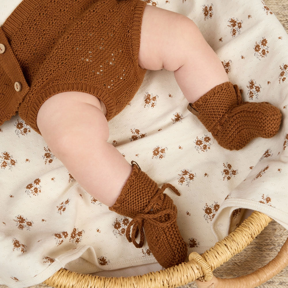 Pointelle Baby Blanket - Autumn Flora - Ivory - FINAL SALE