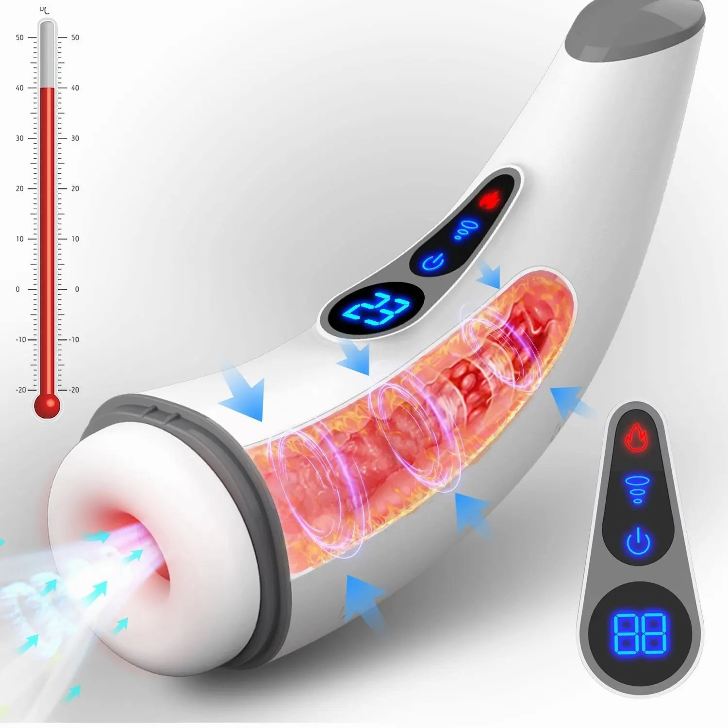 Quusvik 9-Frequency Heated Vibrating Masturbator with Sound for Men