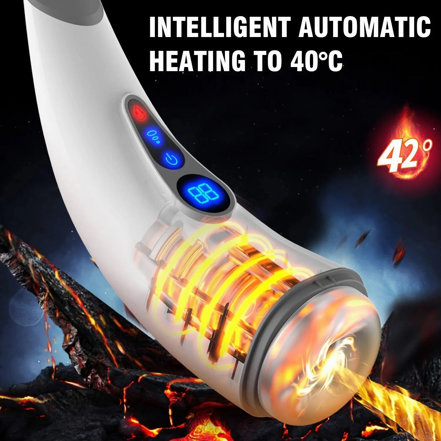 Quusvik 9-Frequency Heated Vibrating Masturbator with Sound for Men