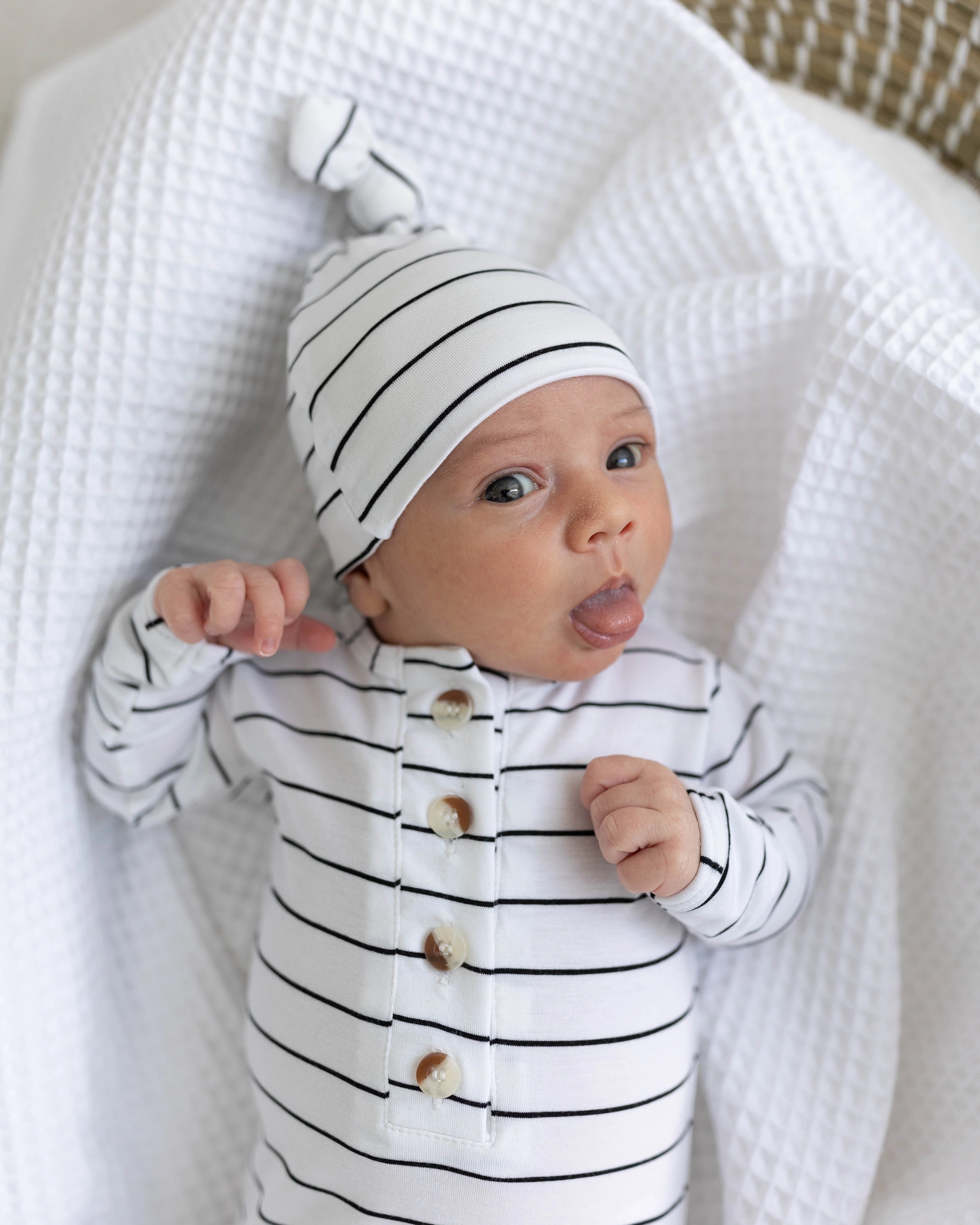 Riley Outfit and Hat Set | Black Stripes