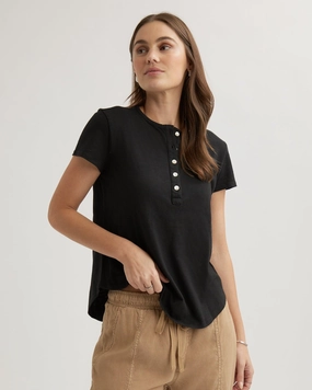 Short Sleeve Henley - Black