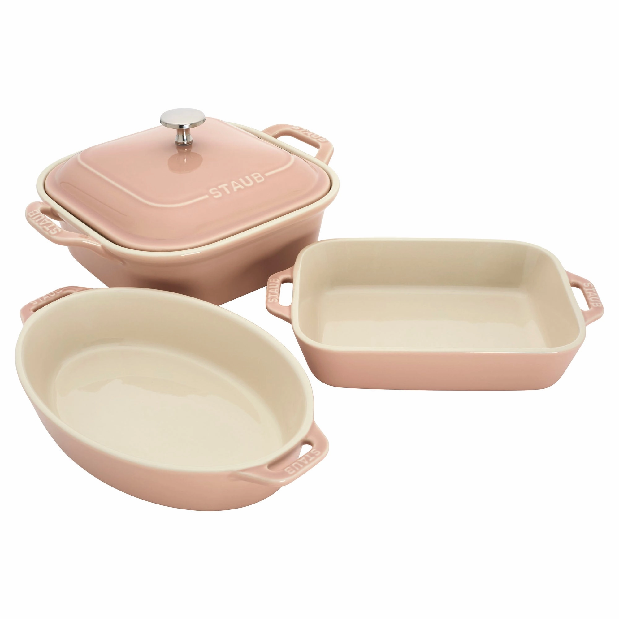 Staub Ceramic 4-pc Baking Pans Set, Casserole Dish with Lid, Brownie Pan, Pastel