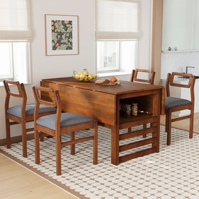 Streamdale 5-Piece Extendable Dining Set with Storage & Upholstered Chairs