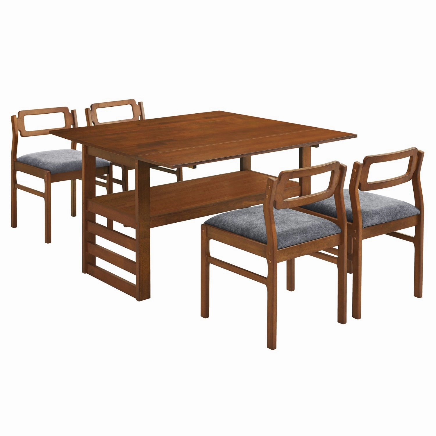 Streamdale 5-Piece Extendable Dining Set with Storage & Upholstered Chairs
