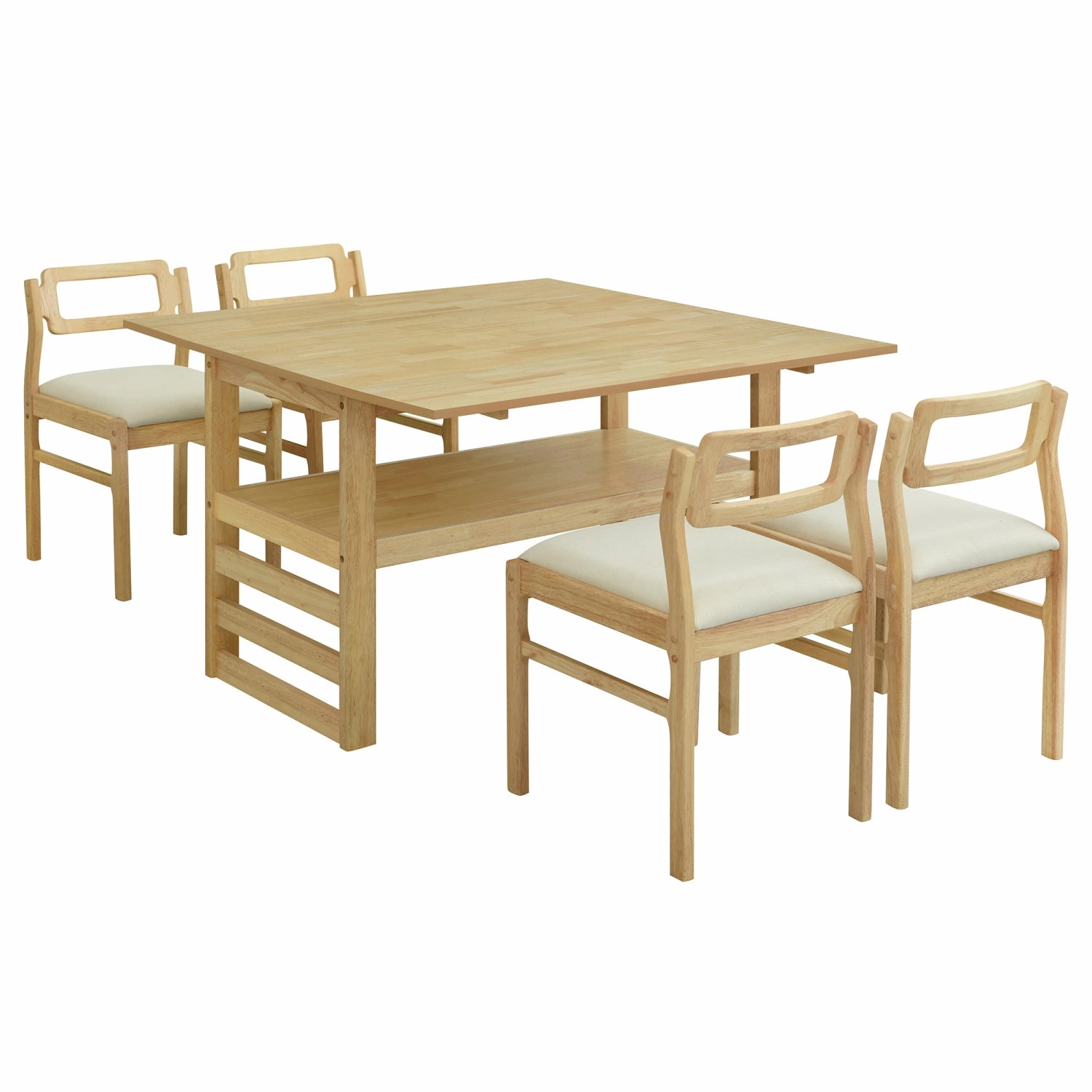 Streamdale 5-Piece Extendable Dining Set with Storage & Upholstered Chairs