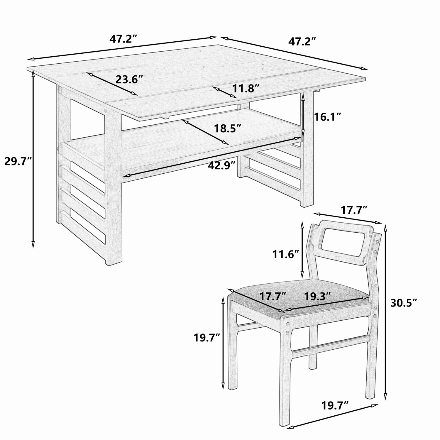 Streamdale 5-Piece Extendable Dining Set with Storage & Upholstered Chairs