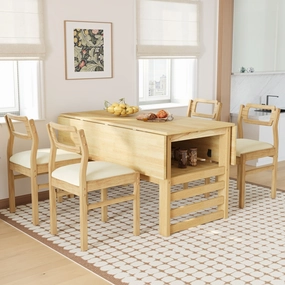 Streamdale 5-Piece Extendable Dining Set with Storage & Upholstered Chairs