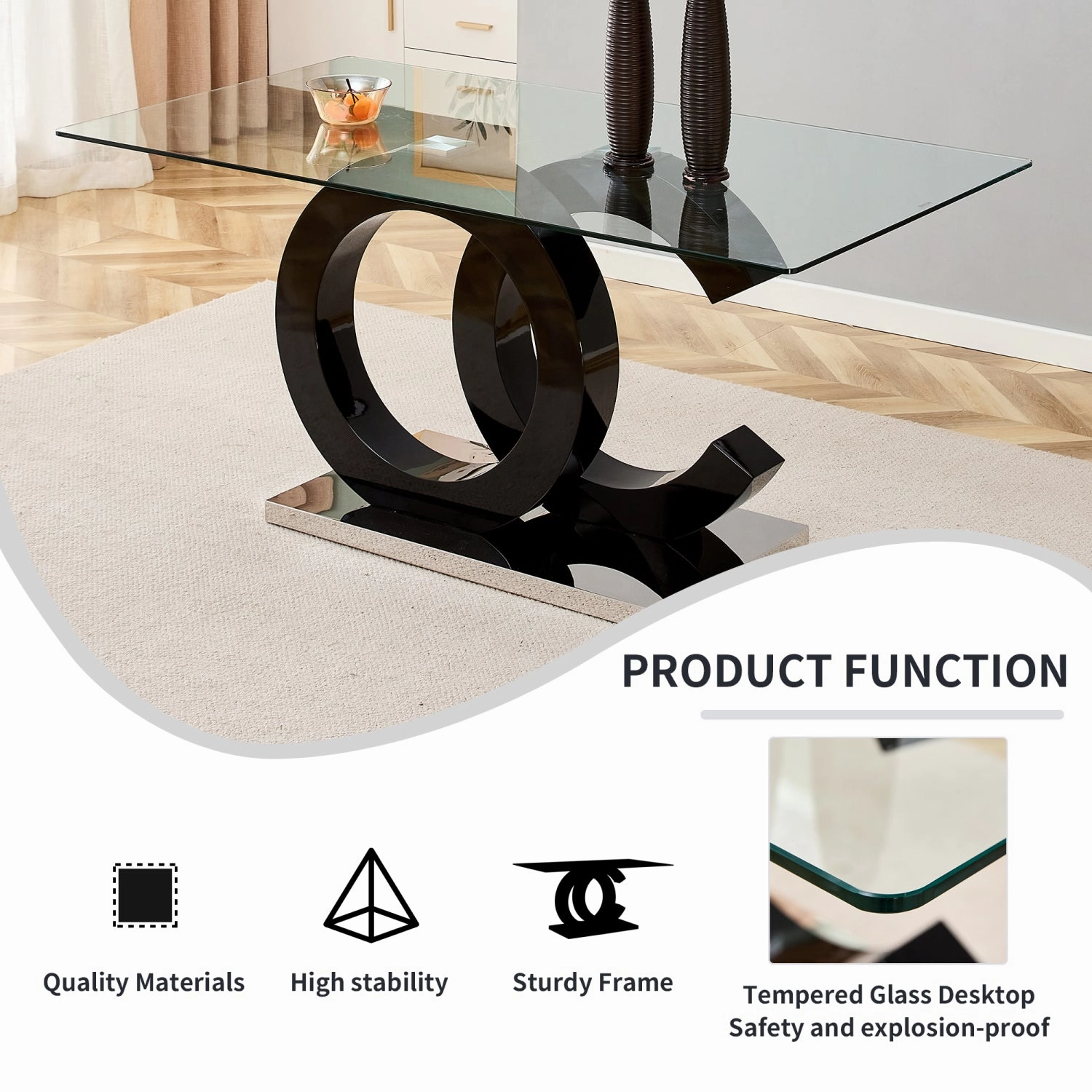 Streamdale 63" Glass Table - Kitchen, Bedroom, Office