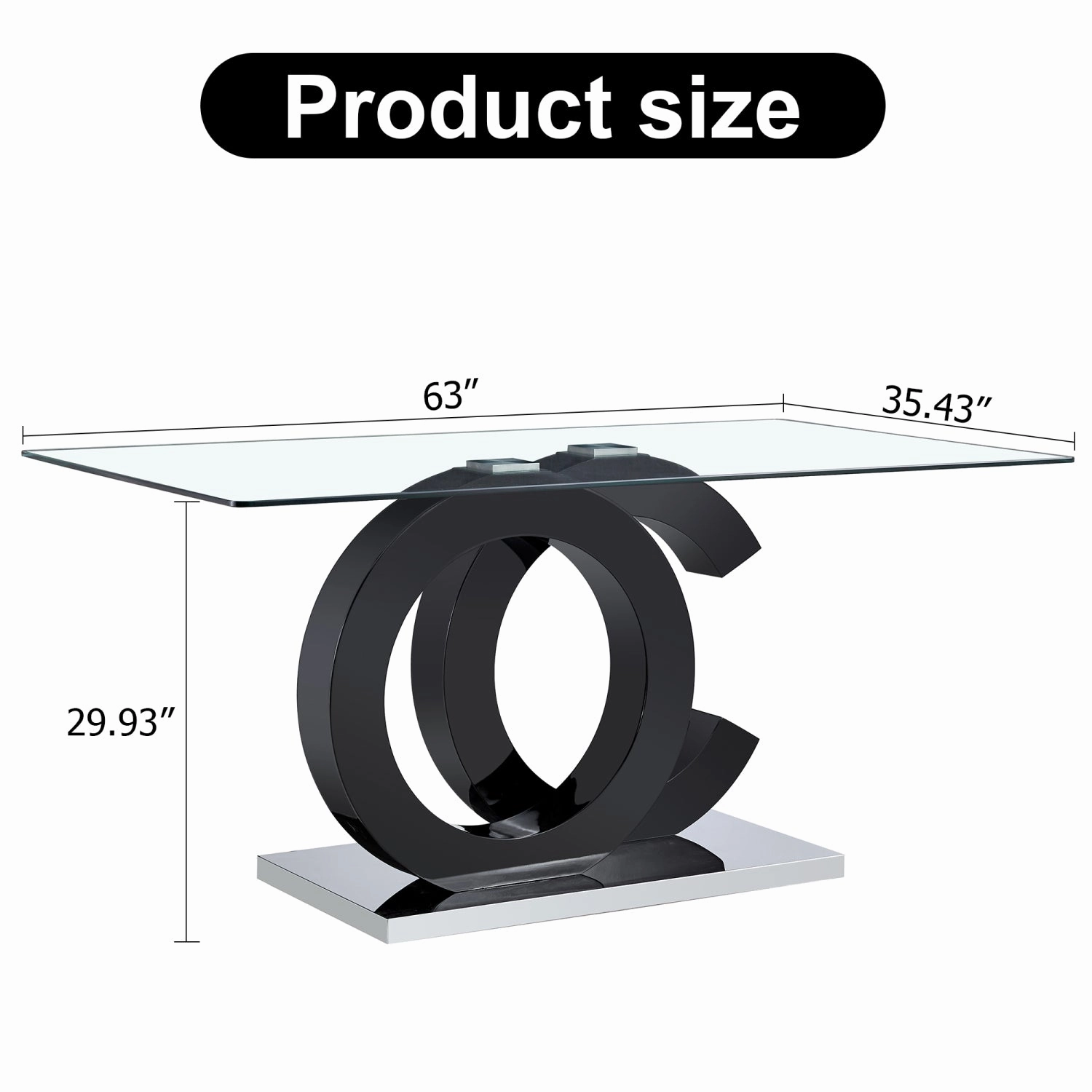 Streamdale 63" Glass Table - Kitchen, Bedroom, Office