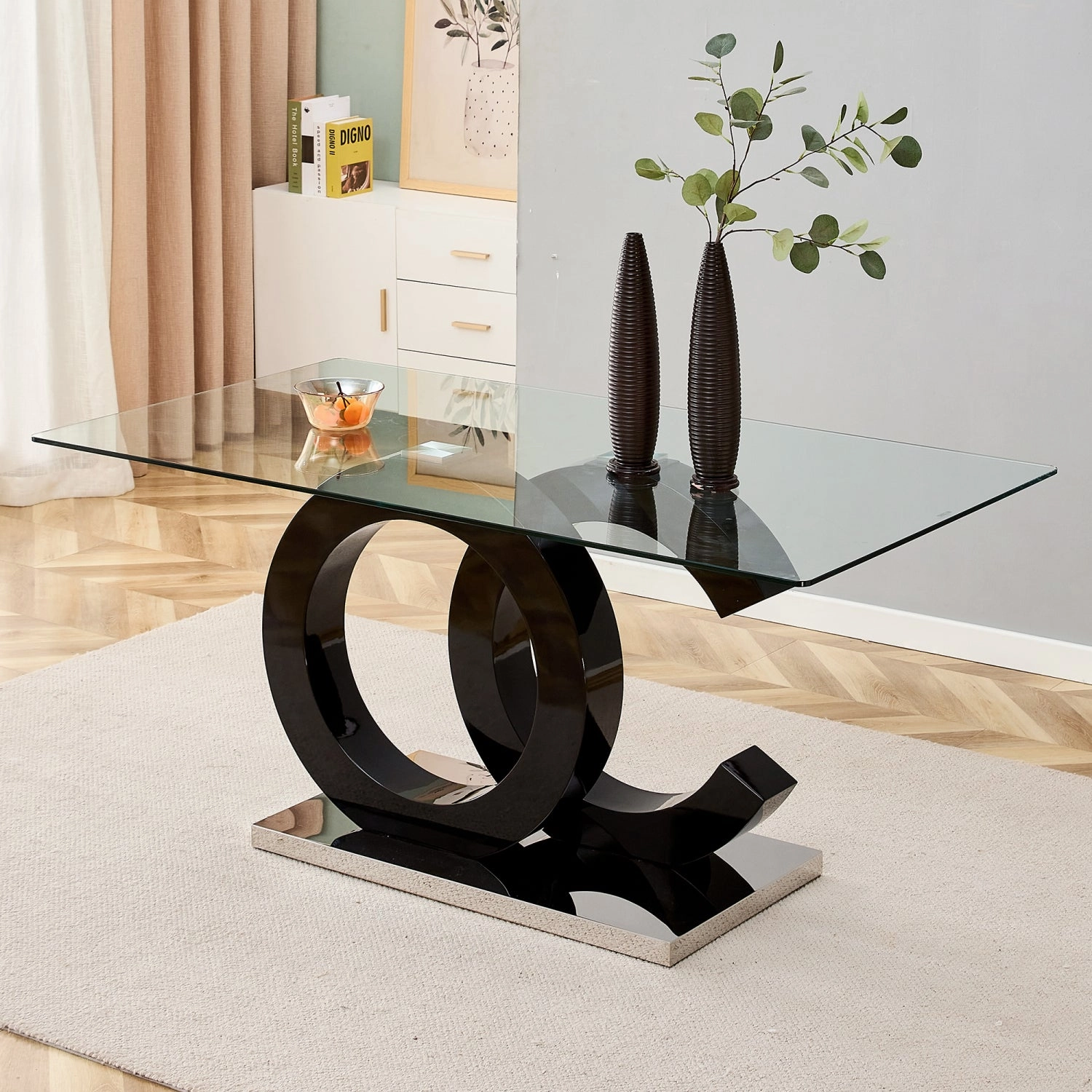 Streamdale 63" Glass Table - Kitchen, Bedroom, Office