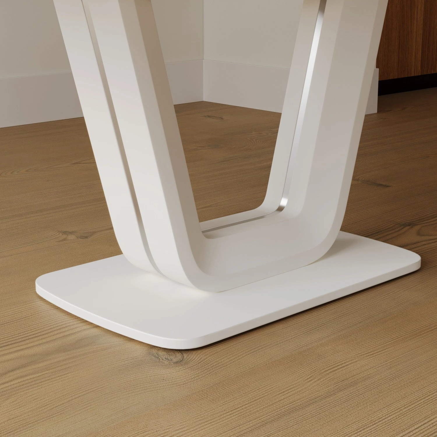 Streamdale Expandable White Dining Table, U-Legs, Home/Office