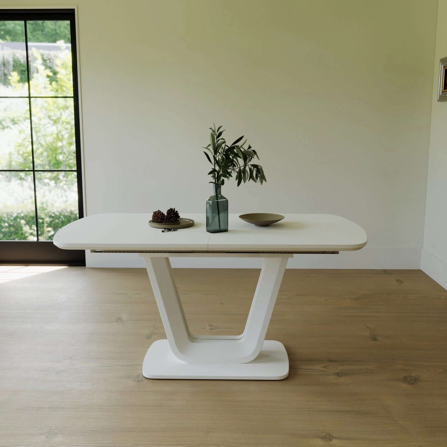 Streamdale Expandable White Dining Table, U-Legs, Home/Office