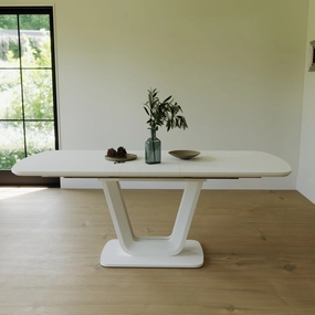 Streamdale Expandable White Dining Table, U-Legs, Home/Office