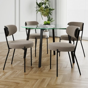 Streamdale Glass Round Table & 4 Chairs - Modern Kitchen/Dining Set