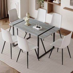 Streamdale Grey Marble Table & 6 PU Chairs