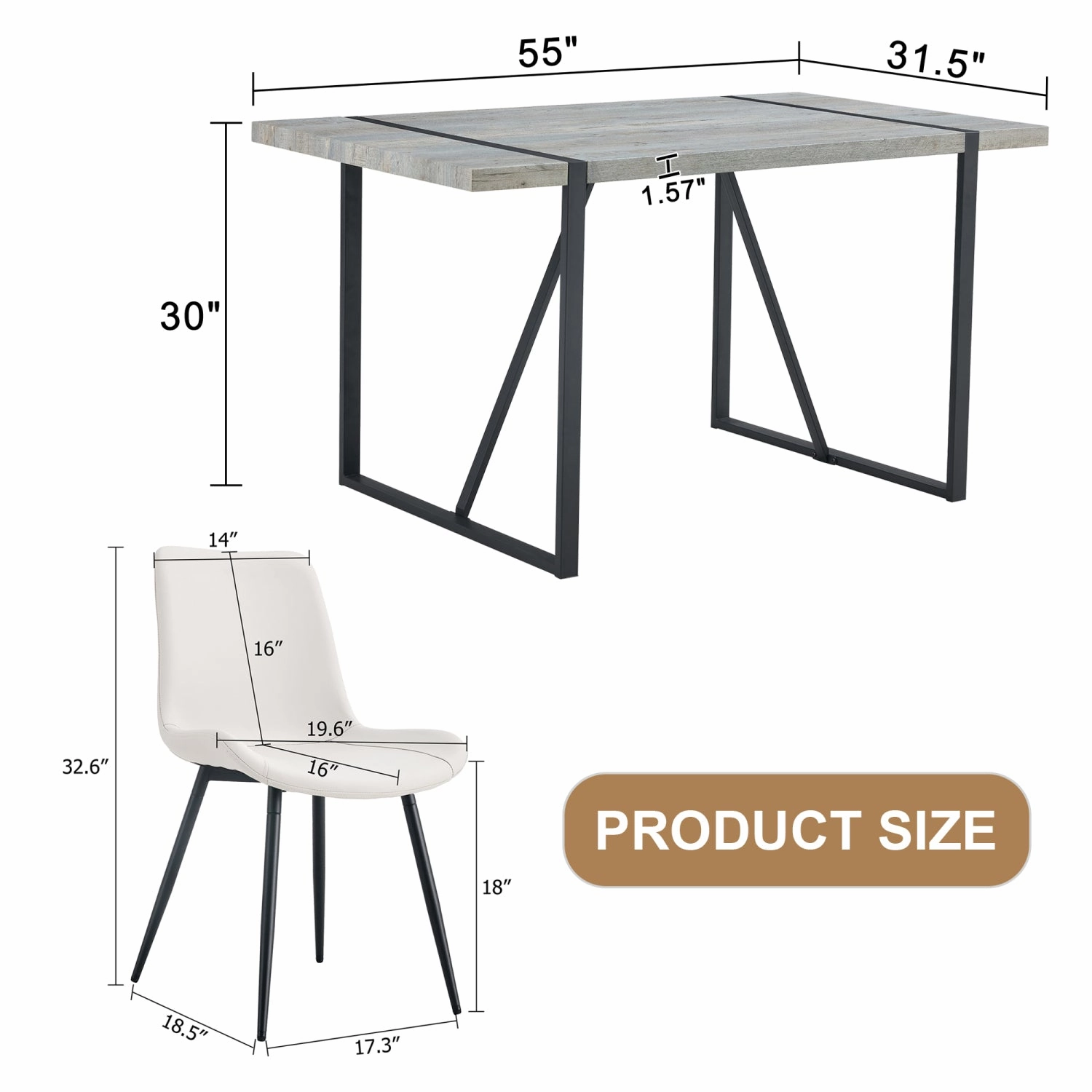 Streamdale Grey Marble Table & 6 PU Chairs