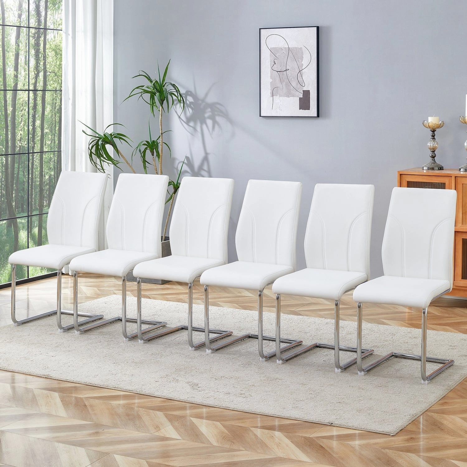 Streamdale White PU Dining Chair Set of 6