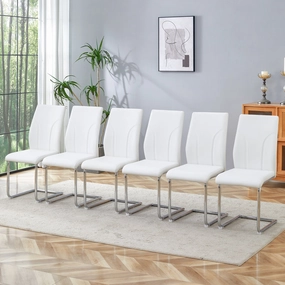 Streamdale White PU Dining Chair Set of 6