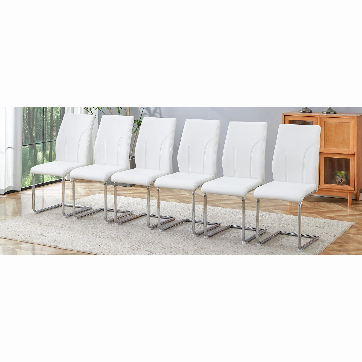 Streamdale White PU Dining Chair Set of 6