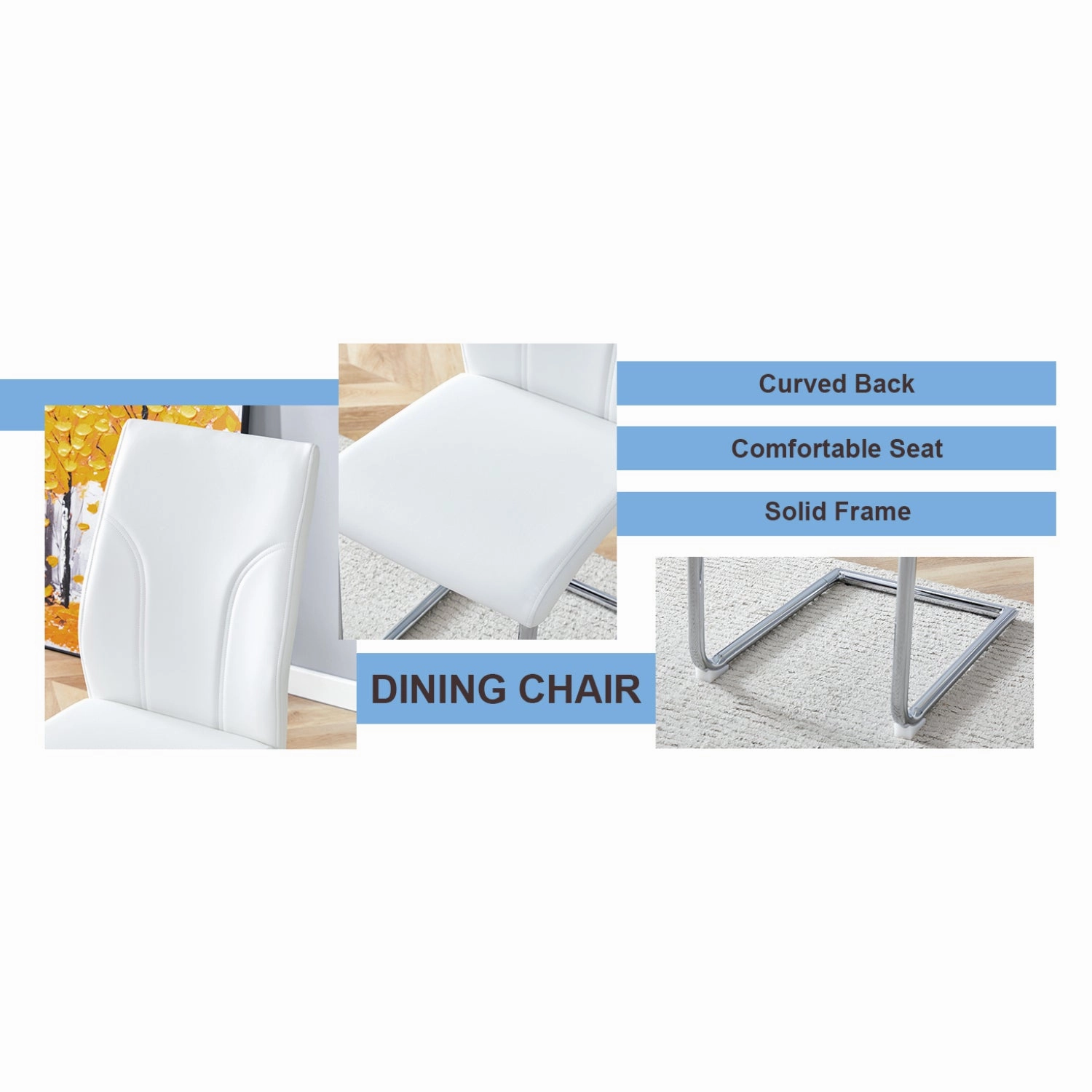 Streamdale White PU Dining Chair Set of 6