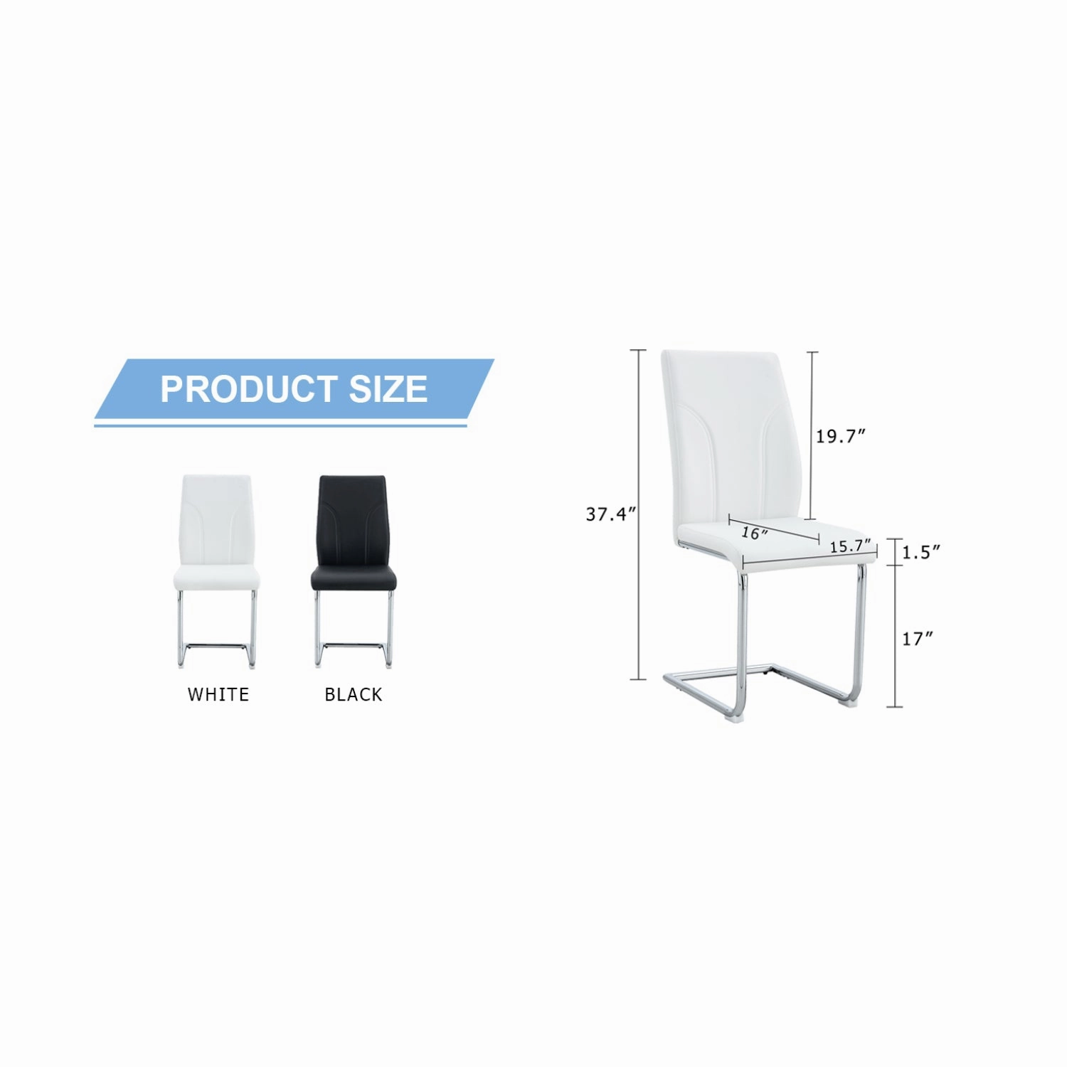 Streamdale White PU Dining Chair Set of 6