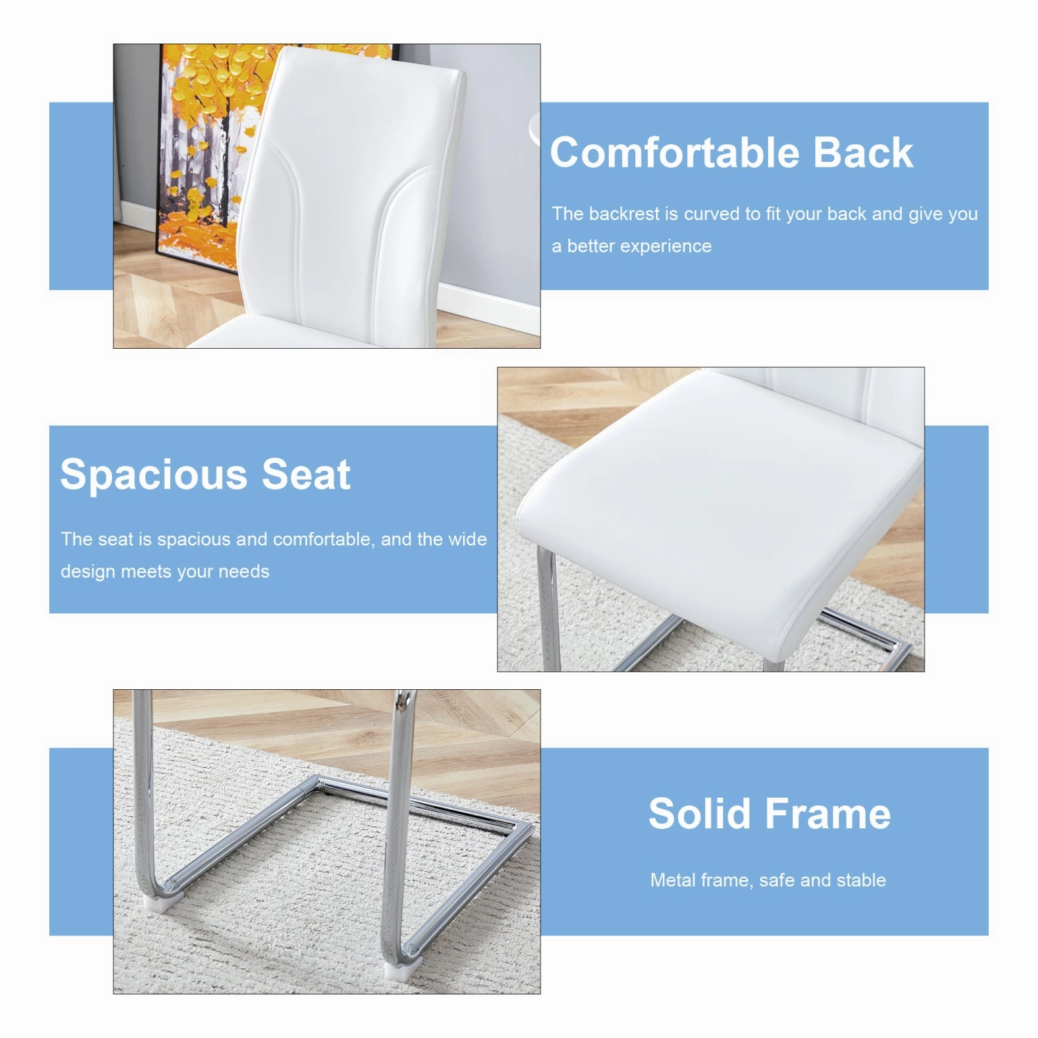 Streamdale White PU Dining Chair Set of 6