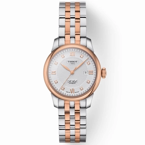 Tissot Le Locle Automatic Lady 29mm Silver Dial Special Edition Rose Gold PVD Steel Diamond Watch T0062072203600